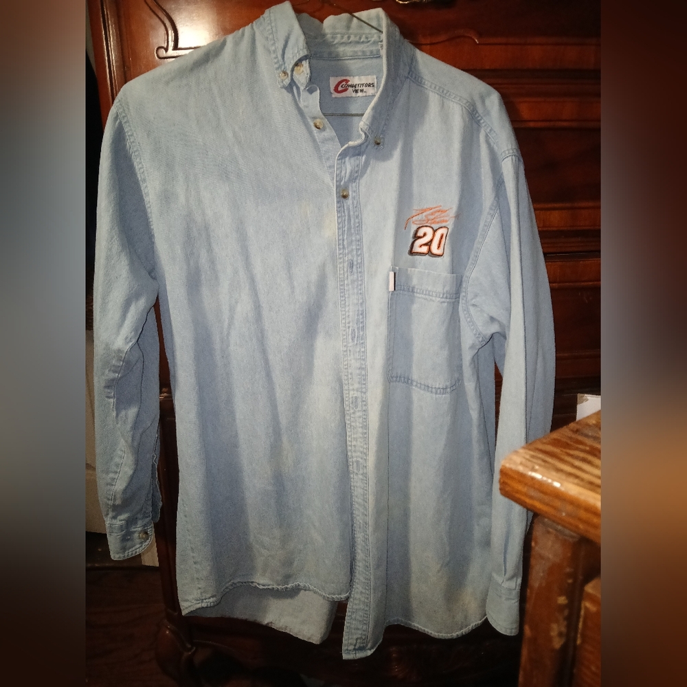Vintage Competitors View Embroidered Nascar Tony Stewart Denim Button Up Shirt M